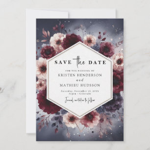 Moderne Typografie Burgundy Wedding Save The Date