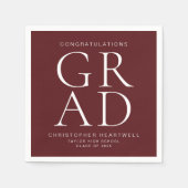 Moderne Typografie Burgundy White Graduation Party Serviette (Vorderseite)