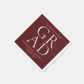 Moderne Typografie Burgundy White Graduation Party Serviette (Ecke)