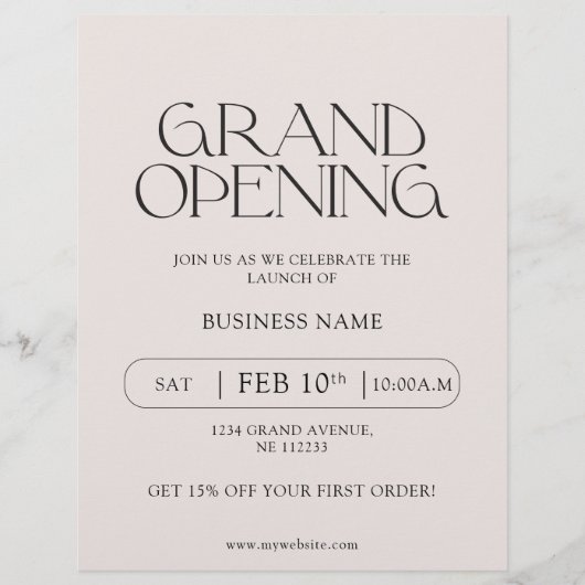 Moderne Typografie Business Grand Opening Flyer (Vorne)