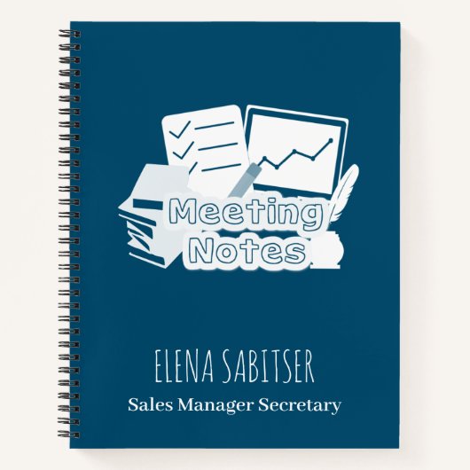 Moderne Typografie Cadet Blue Meeting Notes Notizblock (Vorderseite)