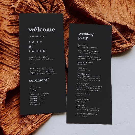 Moderne Typografie | Charcoal Gray Wedding Program Programm