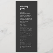 Moderne Typografie | Charcoal Gray Wedding Program Programm (Rückseite)