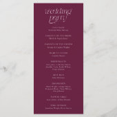 Moderne Typografie Cranberry Hochzeitsprogramm Programm (Rückseite)