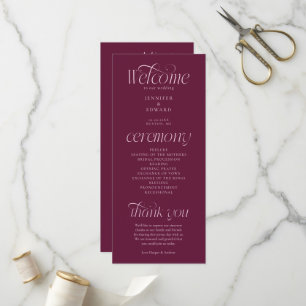 Moderne Typografie Cranberry Hochzeitsprogramm Programm