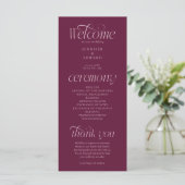 Moderne Typografie Cranberry Hochzeitsprogramm Programm (Stehend Vorderseite)