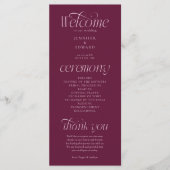 Moderne Typografie Cranberry Hochzeitsprogramm Programm (Vorderseite)