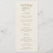 Moderne Typografie Creme-Hochzeitsprogramm Programm (Rückseite)