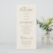 Moderne Typografie Creme-Hochzeitsprogramm Programm (Stehend Vorderseite)