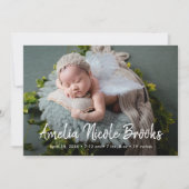 Moderne Typografie Custom Foto Birth Ankündigung (Vorderseite)
