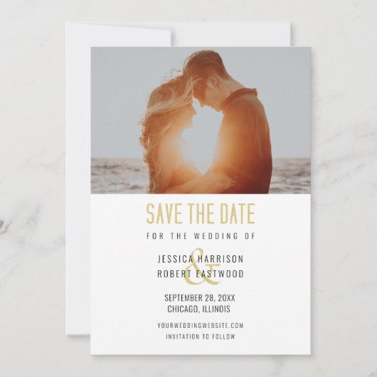 Moderne Typografie Custom Foto Simple Save The Date (Vorderseite)