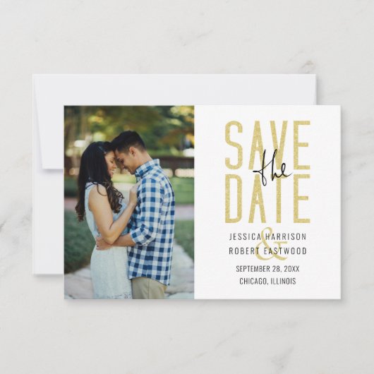 Moderne Typografie Custom Foto Simple Save The Date (Vorderseite)