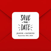 Moderne Typografie Custom Wedding Save the Date Quadratischer Aufkleber