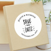 Moderne Typografie Custom Wedding Save the Date Runder Aufkleber