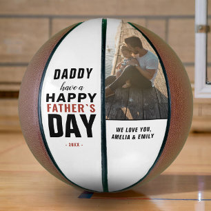 Moderne Typografie Daddy Frohen Vatertag Foto Basketball