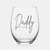 Moderne Typografie Daddy Personalisiert Weinglas Ohne Stiel (Vorderseite)