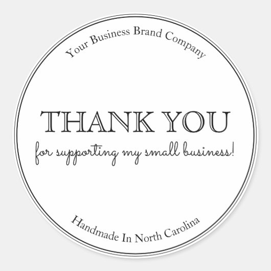 Moderne Typografie Danke Business Runder Aufkleber (Vorderseite)