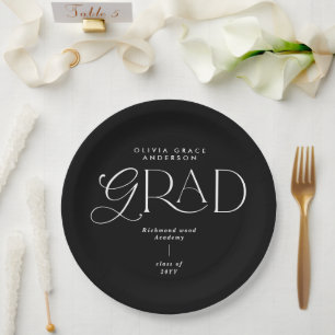 Moderne Typografie-Dekoration in Schwarz-Weiß-Part Pappteller