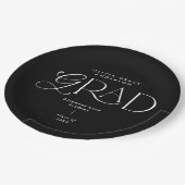 Moderne Typografie-Dekoration in Schwarz-Weiß-Part Pappteller (Schrägansicht)