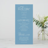 Moderne Typografie Denim Blaues Hochzeitsprogramm Programm (Stehend Vorderseite)