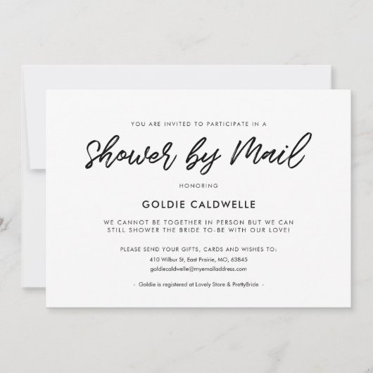 Moderne Typografie-Dusche per Post Einladung (Vorderseite)