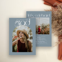 Moderne Typografie Dusty Blue 2 Foto Abschluss Einladung