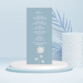 Moderne Typografie Dusty Blue Botanical Wedding Menükarte