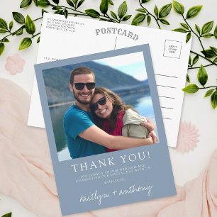 Moderne Typografie Dusty Blue Minimalistisches Fot Postkarte