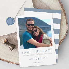 Moderne Typografie Dusty Blue Minimalistisches Fot Save The Date