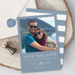 Moderne Typografie Dusty Blue Minimalistisches Fot Save The Date