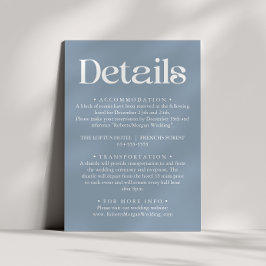 Moderne Typografie Dusty Blue Wedding Details Begleitkarte