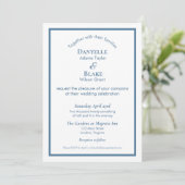 Moderne Typografie Dusty Blue White Wedding Einladung (Stehend Vorderseite)