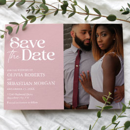 Moderne Typografie Dusty Rose Foto Wedding Save The Date