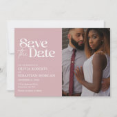 Moderne Typografie Dusty Rose Foto Wedding Save The Date (Vorderseite)