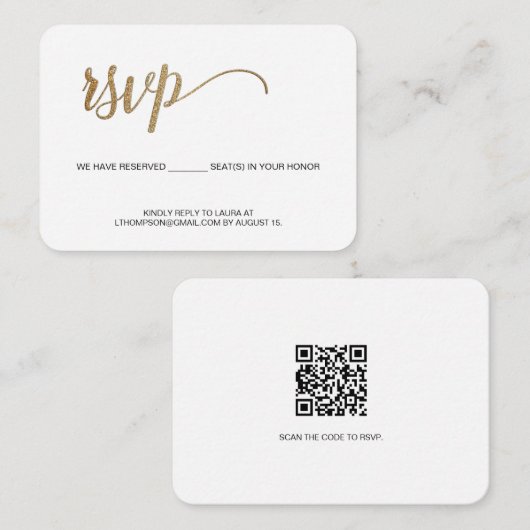 Moderne Typografie E-Mail UAWG Gold-Script QR-Code Begleitkarte (Vorne/Hinten)