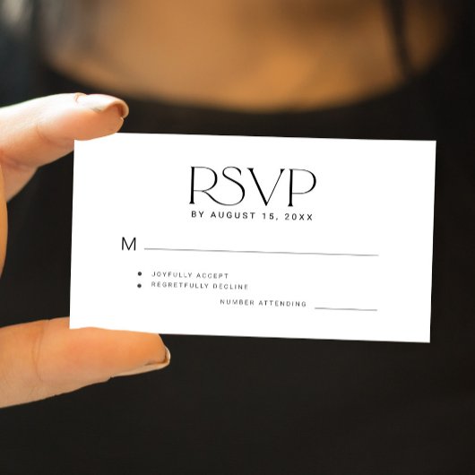Moderne Typografie einfache Budget Hochzeit RSVP Mitteilungskarte