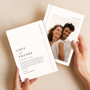 Moderne Typografie Einfache Foto-Hochzeit Dankeskarte