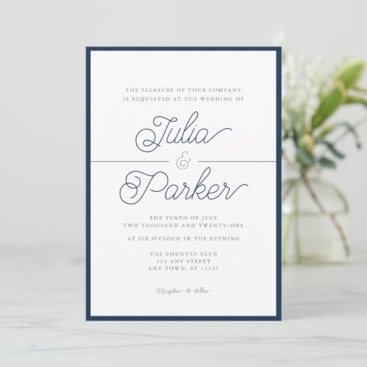 Moderne Typografie Einfache Hochzeit an der Seestr Einladung (Stehend Vorderseite)