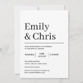 Moderne Typografie Einfache Minimalistische Hochze Einladung (Vorderseite)