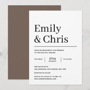 Moderne Typografie Einfache Minimalistische Hochze Einladung