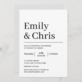 Moderne Typografie Einfache Minimalistische Hochze Einladung