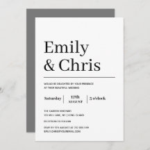 Moderne Typografie Einfache Minimalistische Hochze