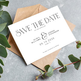 Moderne Typografie einfache Schwarz-Weiß-Hochzeit Save The Date