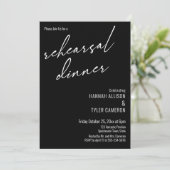 Moderne Typografie Einfaches Probe Dinner Black Einladung (Stehend Vorderseite)