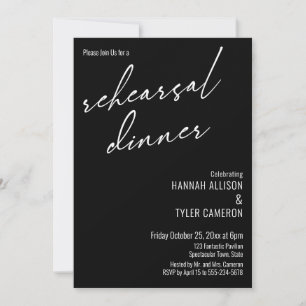 Moderne Typografie Einfaches Probe Dinner Black Einladung