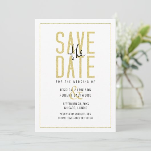 Moderne Typografie Elegant Einfach Save The Date (Stehend Vorderseite)