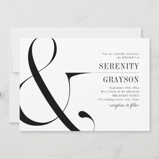 Moderne Typografie elegante minimalistische Hochze Einladung (Vorderseite)