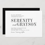 Moderne Typografie elegante minimalistische Hochze Einladung (Vorne/Hinten)