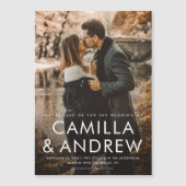 Moderne Typografie Elegantes Foto Hochzeit Magneteinladung (Vorderseite)