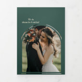 Moderne Typografie Emerald Green Botanical Wedding Dreifach Gefaltete Einladung (Cover)